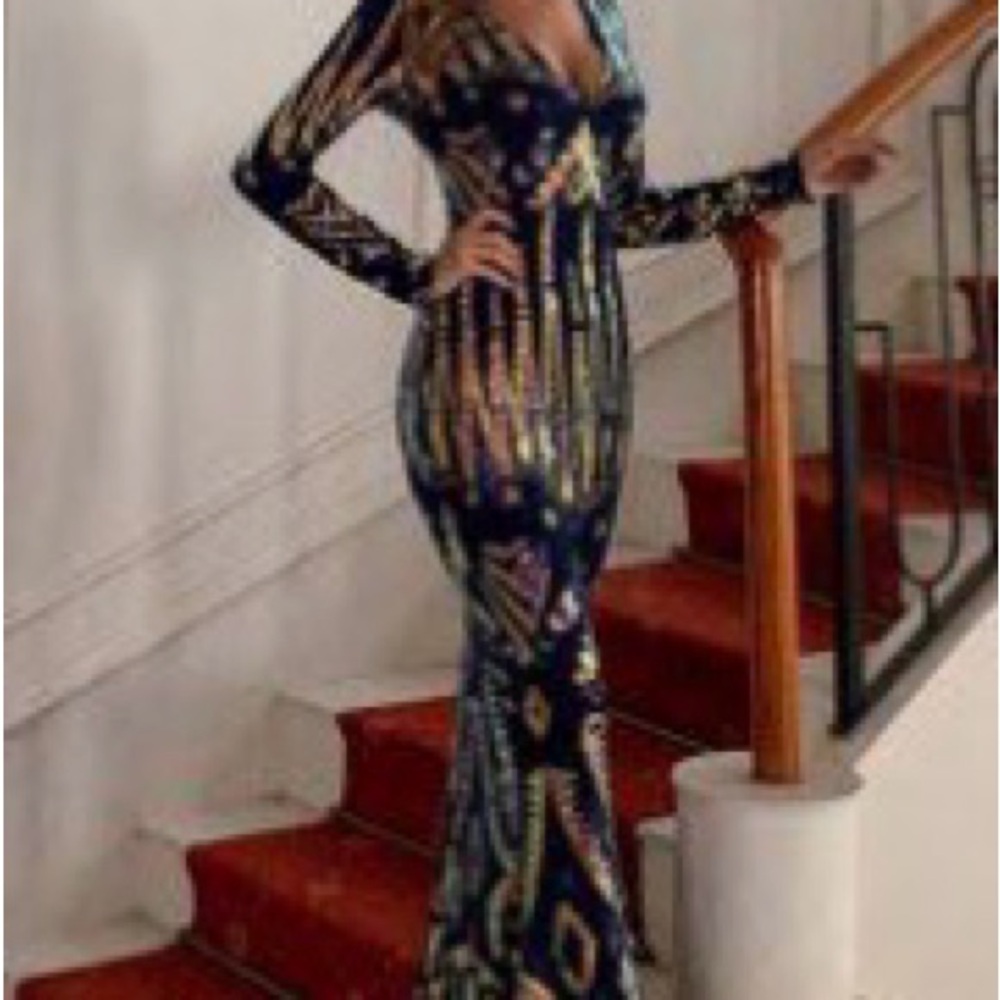Formal Long Sleeve sequined dress
